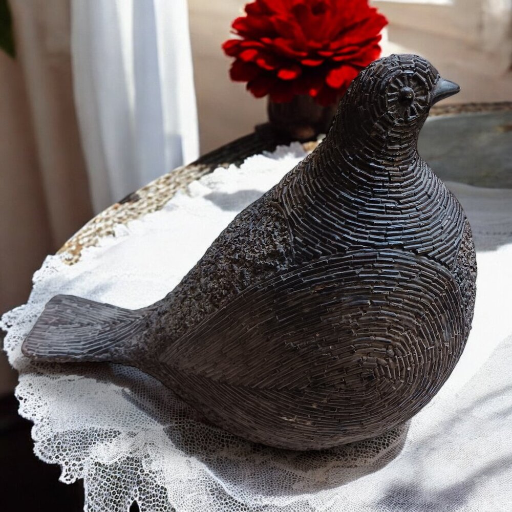 Vintage 1981 Austin Productions Quail Sculpture  Mid-Century Modern Bonded Stone
